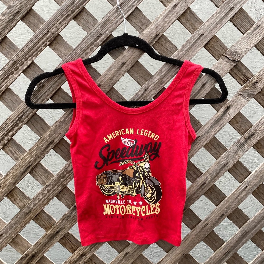 Obsessive Love | Motorcycle Red Crop Tank Top